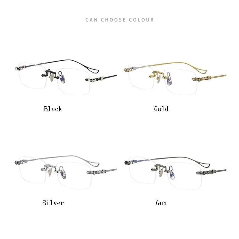 Men's Rectangular Rimless Titanium Prescription Glasses 8808 — view 5 | Rx Spectacle