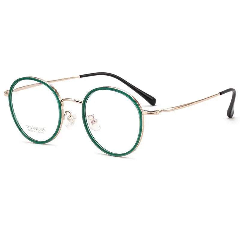 Unisex Round Full Rim Titanium Prescription Glasses T6053 — view 10 | Rx Spectacle