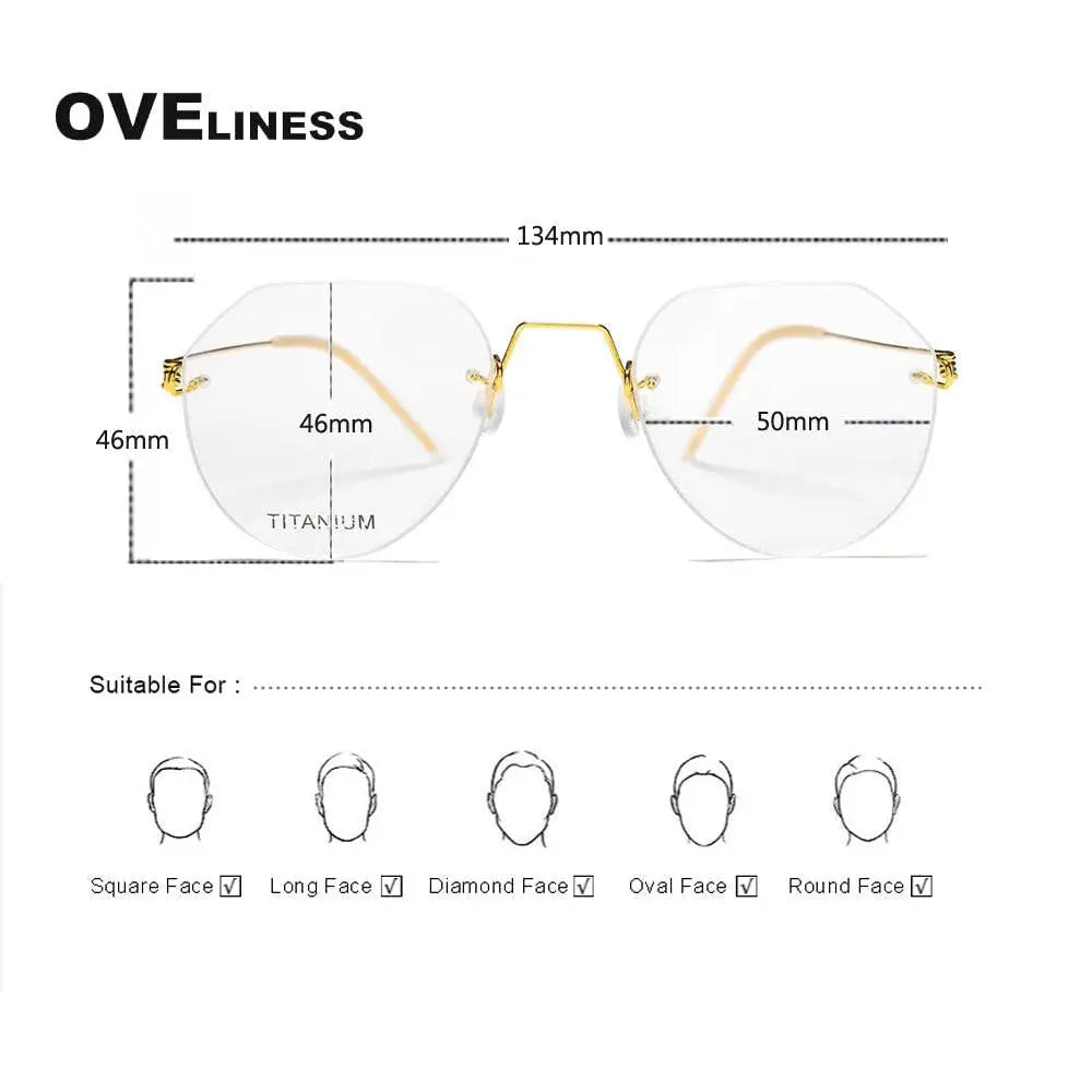 Unisex Round Rimless Titanium Screwless Prescription Glasses 9891 — view 7 | Rx Spectacle