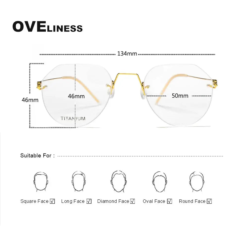 Women's Round Rimless Titanium Flat Top Prescription Glasses 399891 — view 2 | Rx Spectacle