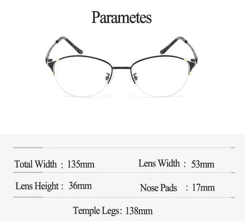 Women's Oval Semi-Rimless Alloy Prescription Glasses F6049 — view 9 | Rx Spectacle