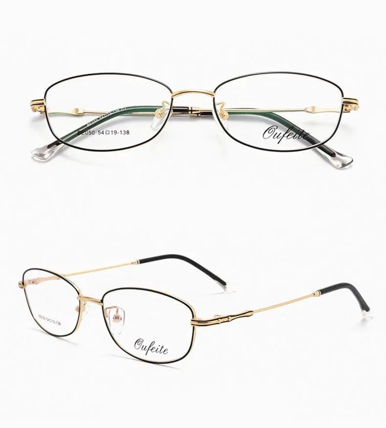 Women's Rectangular Full Rim Alloy Prescription Glasses 050 — view 9 | Rx Spectacle