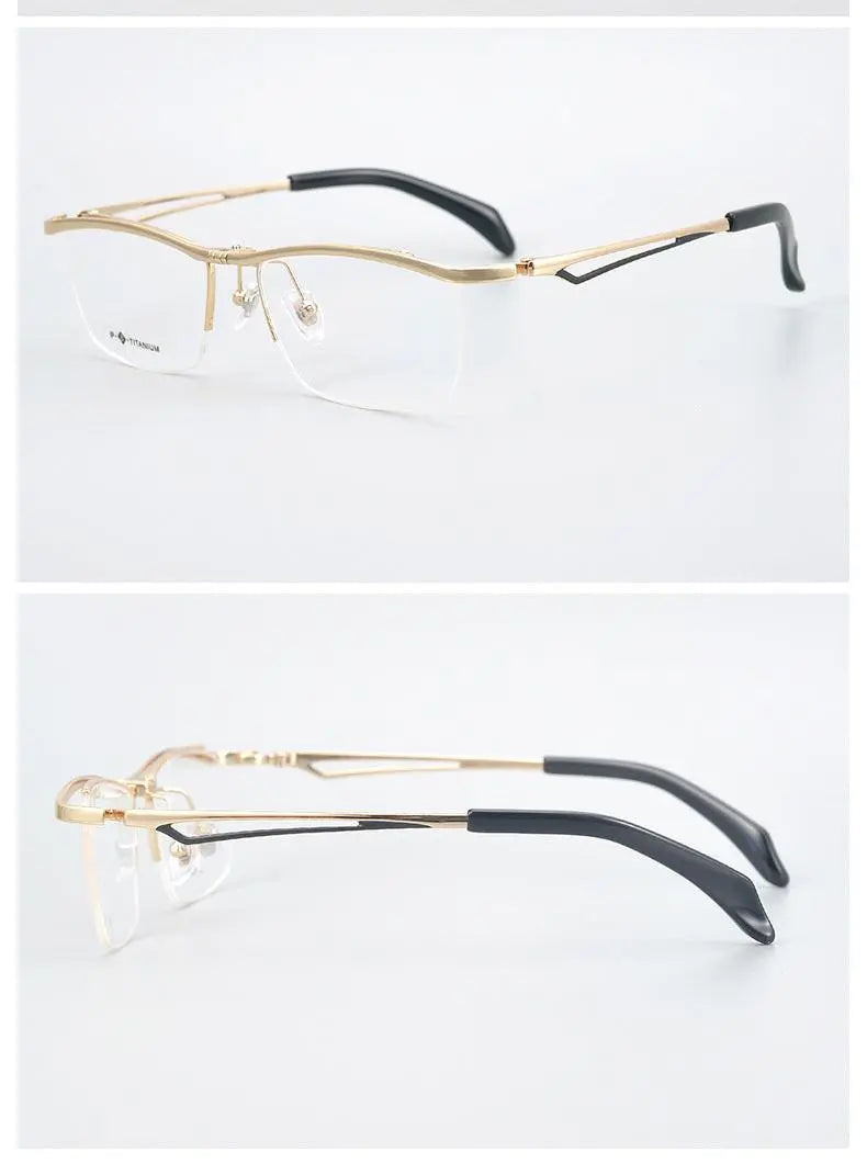 Unisex Rectangular Semi-Rimless Titanium Prescription Glasses T18044 — view 15 | Rx Spectacle
