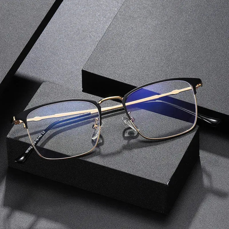 Unisex Square Full Rim Alloy Reading Glasses 101902 — view 1 | Rx Spectacle
