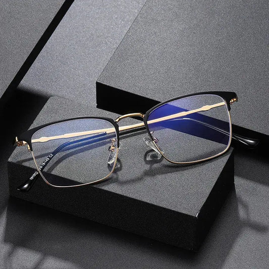 Unisex Square Full Rim Alloy Reading Glasses 101902 — view 1 | Rx Spectacle
