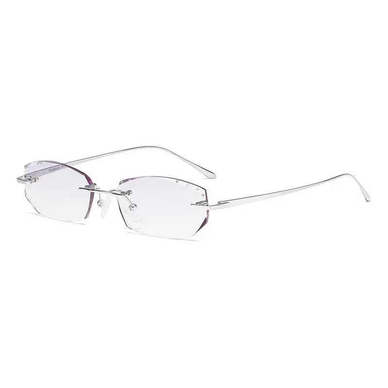 Women's Oval Rimless Titanium Prescription Glasses 9037 — view 3 | Rx Spectacle