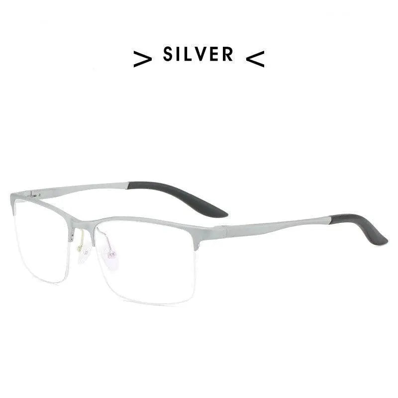 Men's Square Semi-Rimless Titanium Prescription Glasses P6325 — view 8 | Rx Spectacle