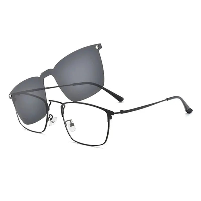 Unisex Square Full Rim Alloy Clip-On Prescription Glasses 94009 — view 3 | Rx Spectacle
