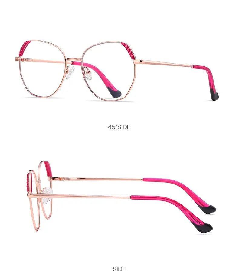 Women's Cat Eye Full Rim Alloy Prescription Glasses 3015 — view 13 | Rx Spectacle