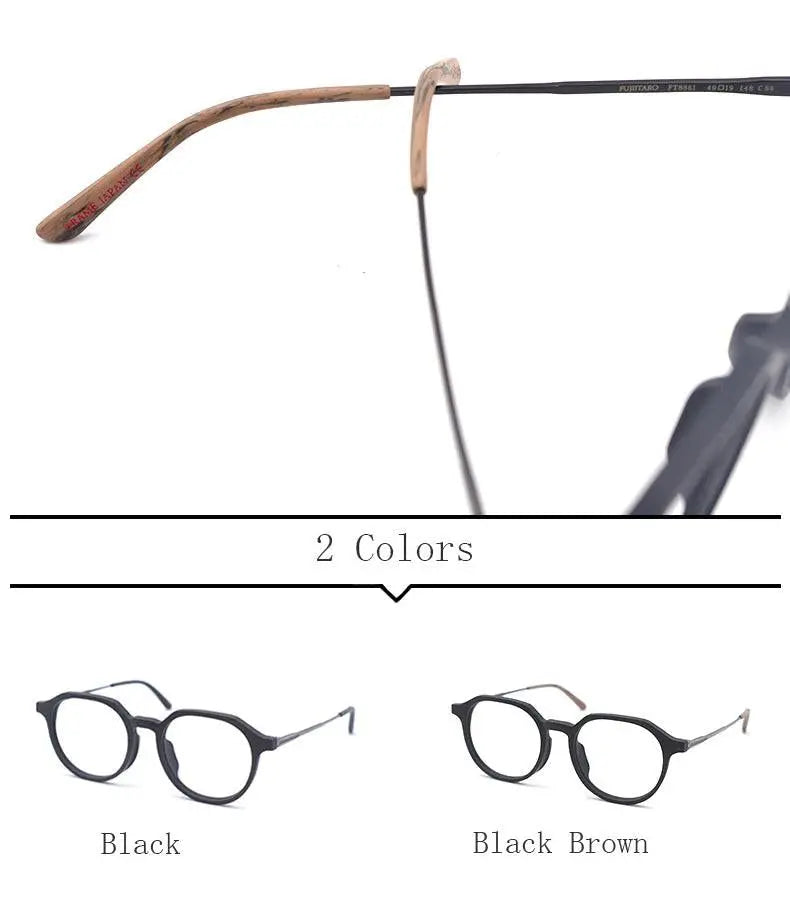 Unisex Round Full Rim Wood Prescription Glasses Ft8861 — view 11 | Rx Spectacle