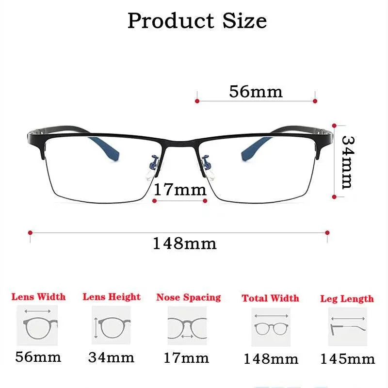 Men's Semi-Rimless Titanium Prescription Glasses P9806 — view 6 | Rx Spectacle