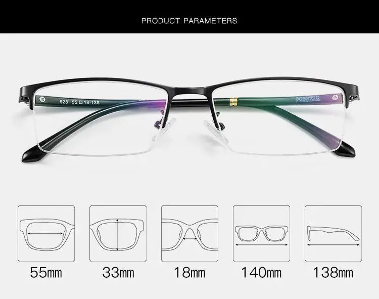 Unisex Rectangular Semi-Rimless Alloy Prescription Glasses 928000 — view 2 | Rx Spectacle