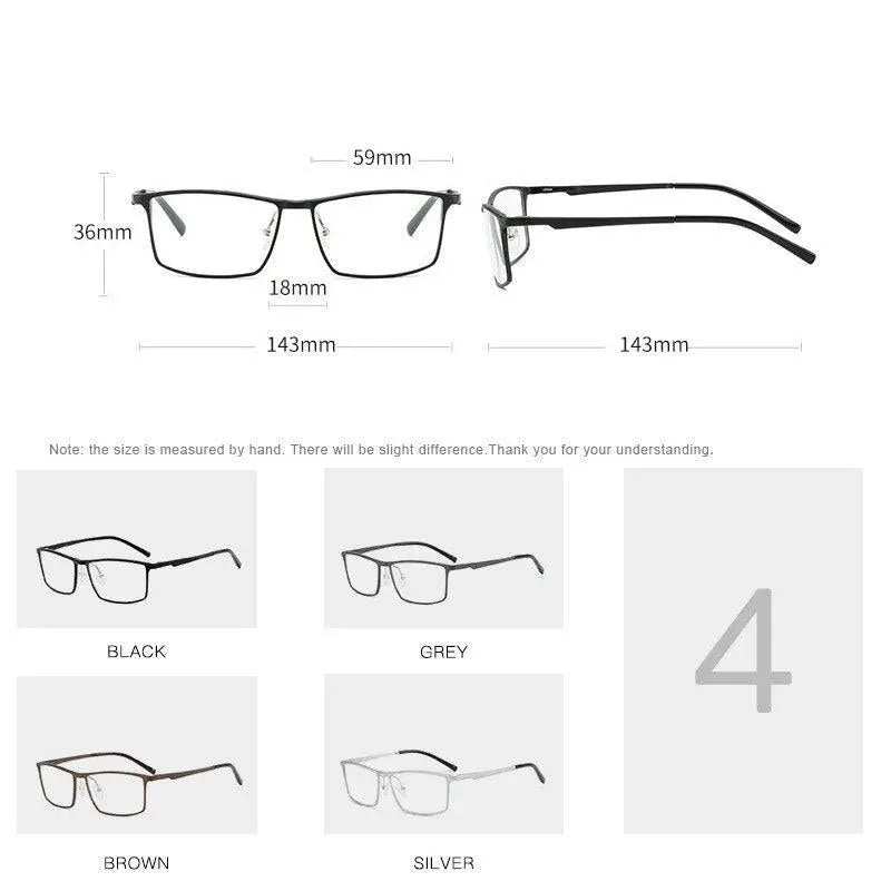 Men's Square Full Rim Titanium Prescription Glasses 6330 — view 9 | Rx Spectacle