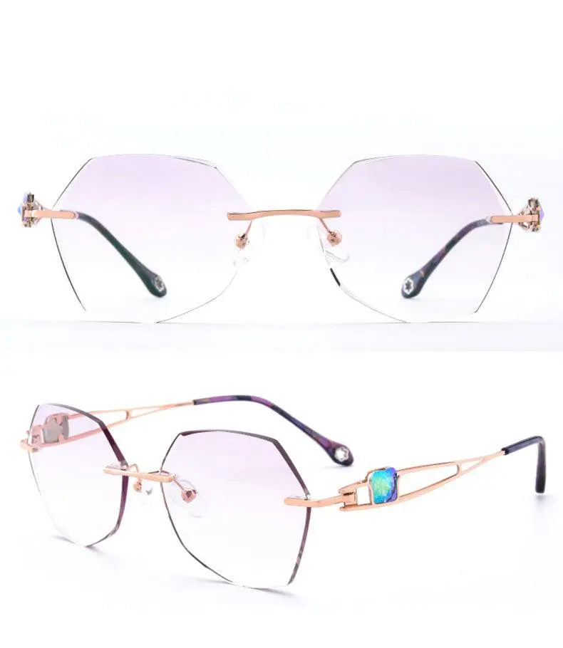 Unisex Square Rimless Titanium Prescription Glasses 88037 — view 12 | Rx Spectacle