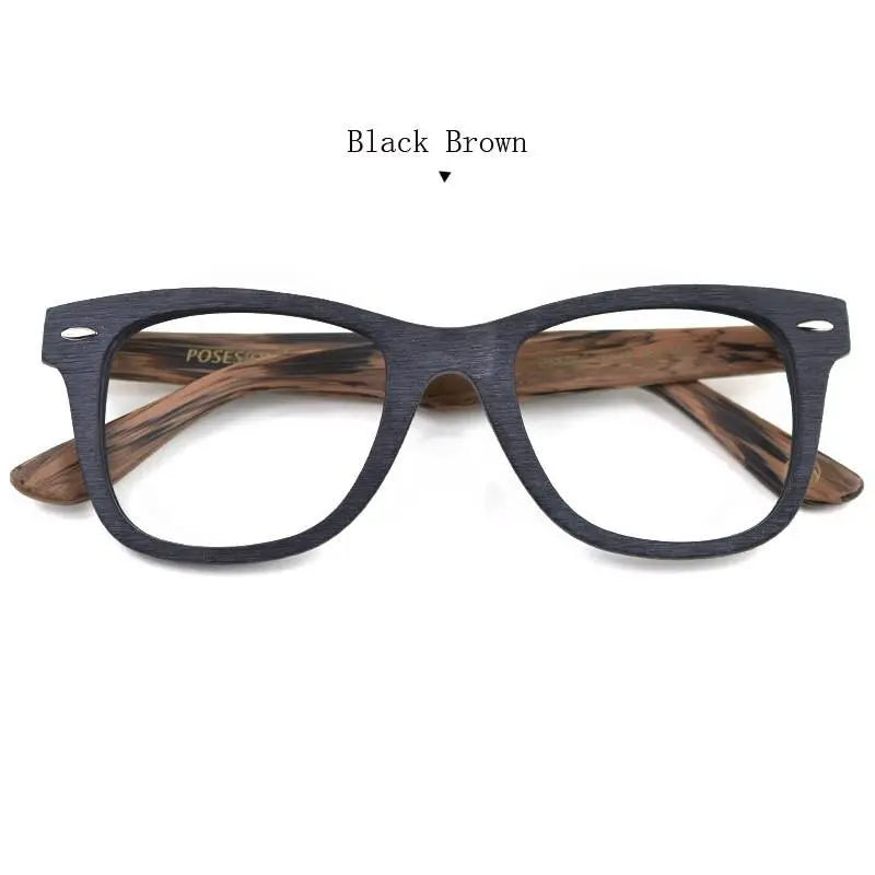 Men's Round Full Rim Wood Prescription Glasses Ps6099 — view 5 | Rx Spectacle
