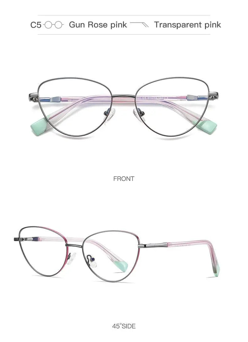 Women's Cat Eye Full Rim Alloy Prescription Glasses 3020 — view 18 | Rx Spectacle