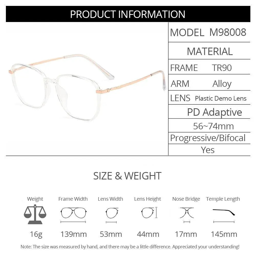 Women's Square Full Rim TR90 Prescription Glasses M98008 — view 4 | Rx Spectacle