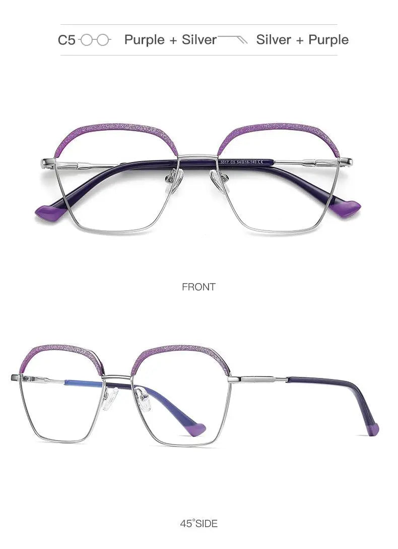 Women's Square Full Rim Alloy Prescription Glasses 3017 — view 18 | Rx Spectacle