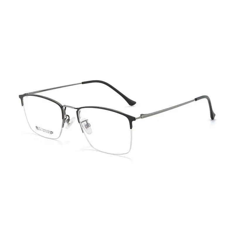Unisex Square Semi-Rimless Titanium Prescription Glasses 8017 — view 5 | Rx Spectacle