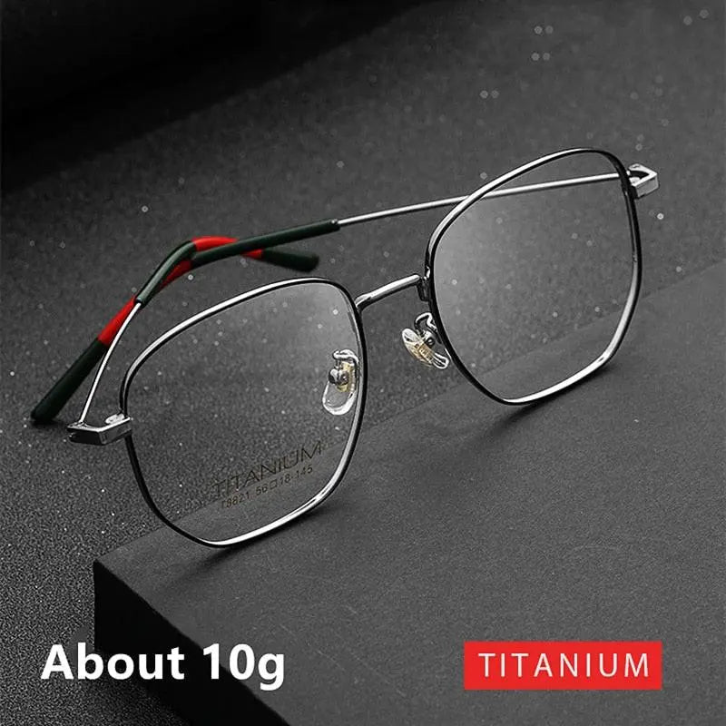 Unisex Polygon Full Rim Titanium Prescription Glasses T8821 — view 4 | Rx Spectacle
