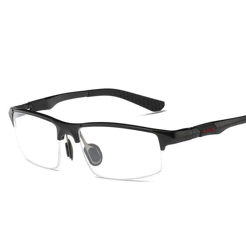 Men's Rectangular Semi-Rimless Aluminum Prescription Glasses Y3121 — view 3 | Rx Spectacle