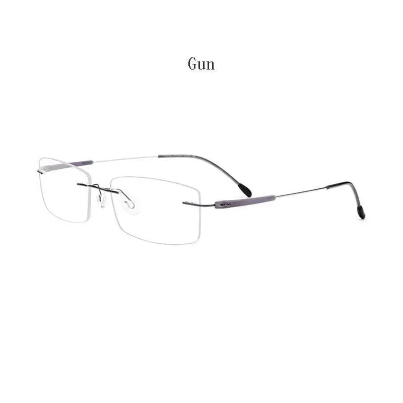 Unisex Rectangular Rimless Titanium Prescription Glasses 3125 — view 7 | Rx Spectacle