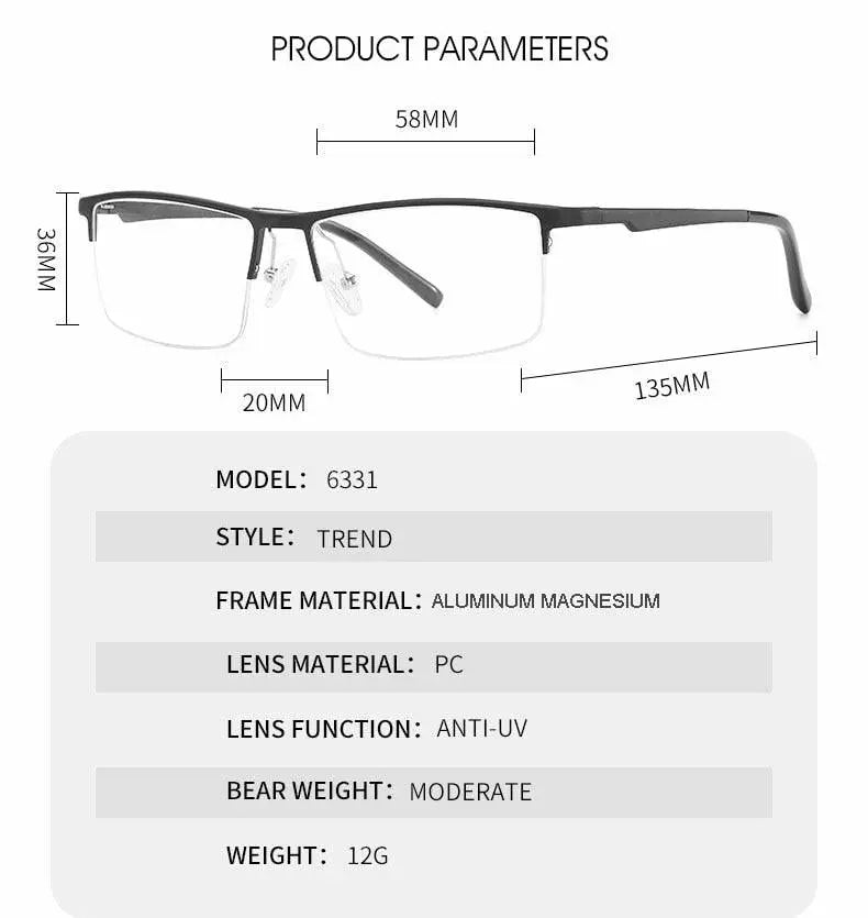 Unisex Semi-Rimless Alloy Prescription Glasses 6331 — view 15 | Rx Spectacle