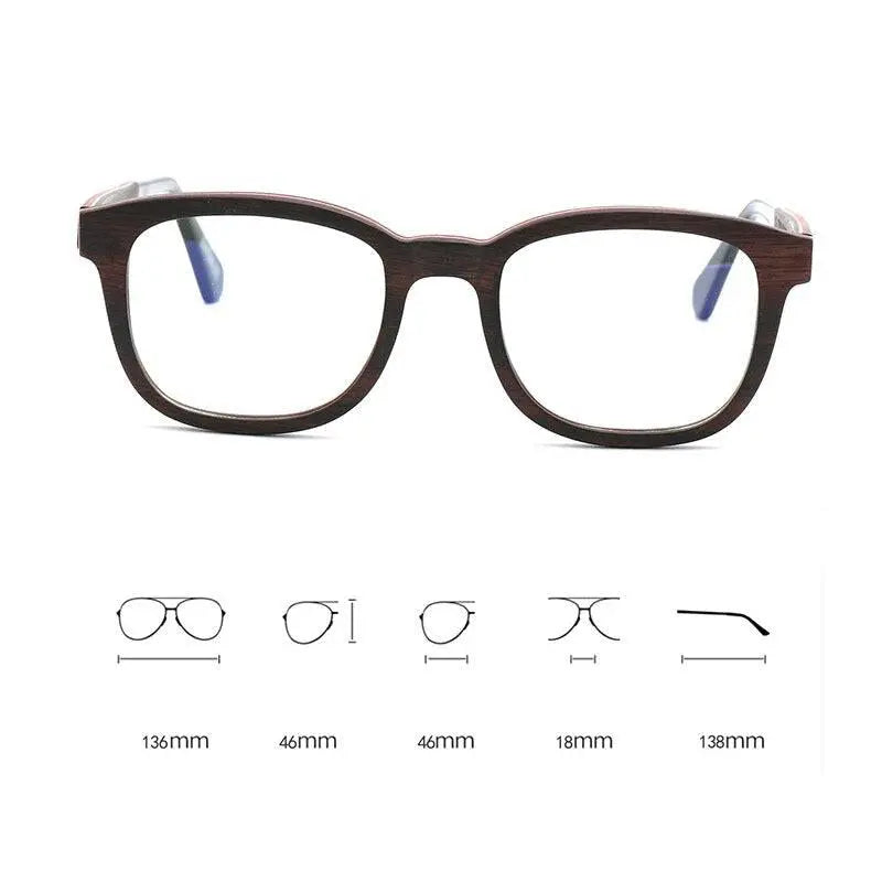 Unisex Square Full Rim Wood Prescription Glasses 56367 — view 5 | Rx Spectacle