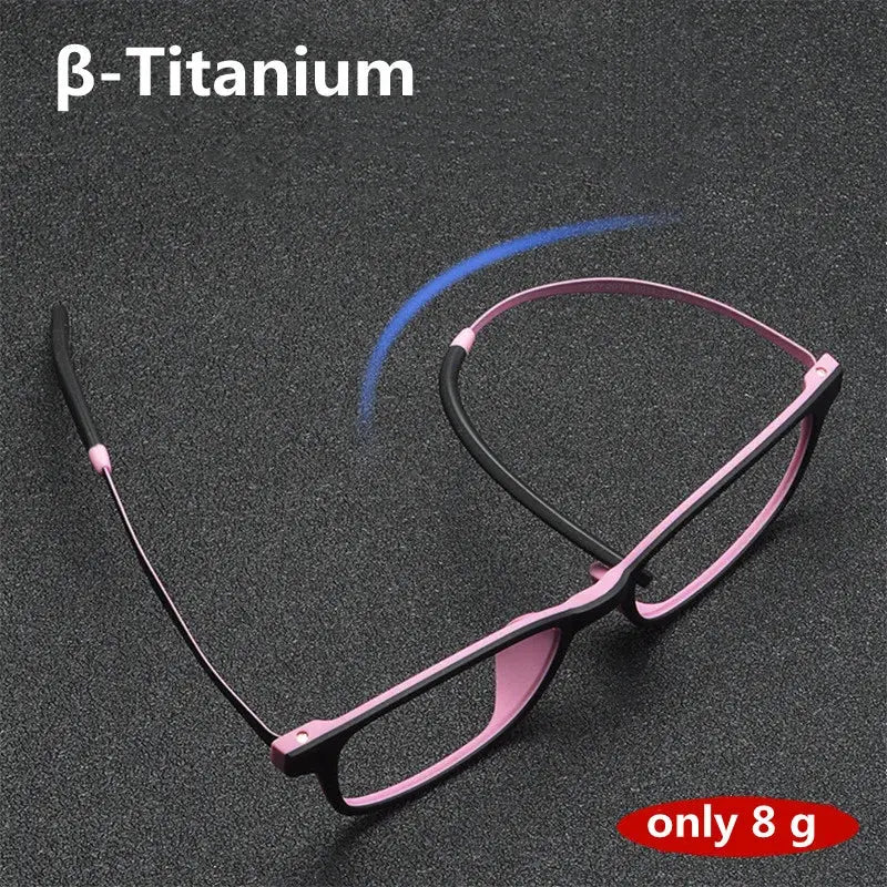 Women's Square Full Rim Titanium Prescription Glasses V1001 — view 4 | Rx Spectacle