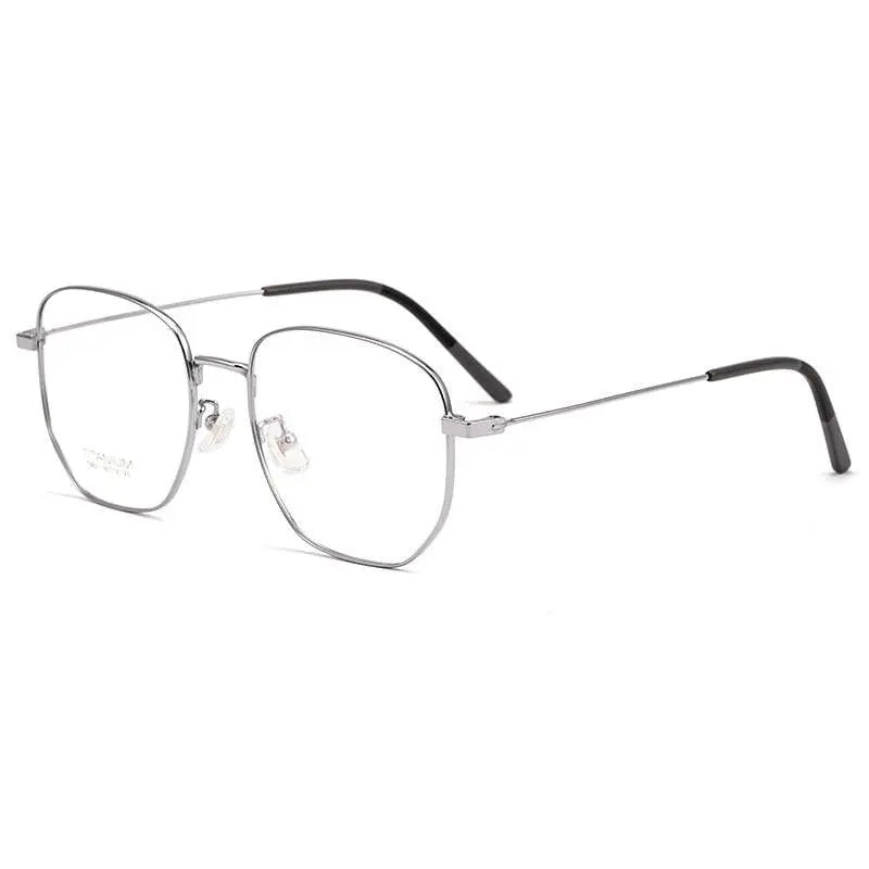 Unisex Polygon Full Rim Titanium Prescription Glasses T8821 — view 3 | Rx Spectacle