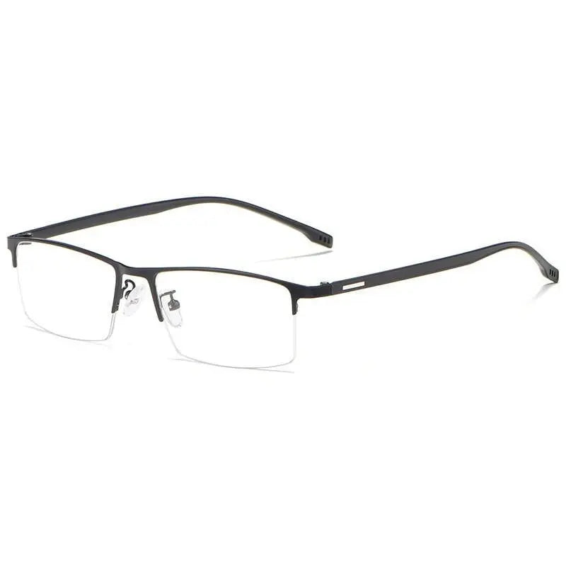 Men's Rectangular Semi-Rimless Alloy Prescription Glasses 9102 — view 8 | Rx Spectacle