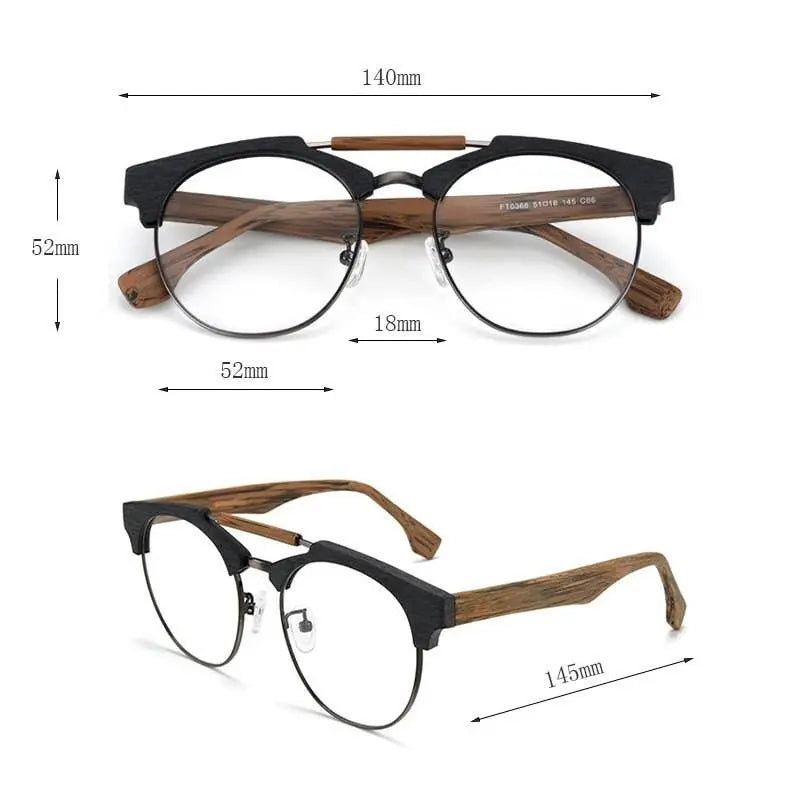 Unisex Round Full Rim Alloy Double Bridge Prescription Glasses Ft0366 — view 2 | Rx Spectacle