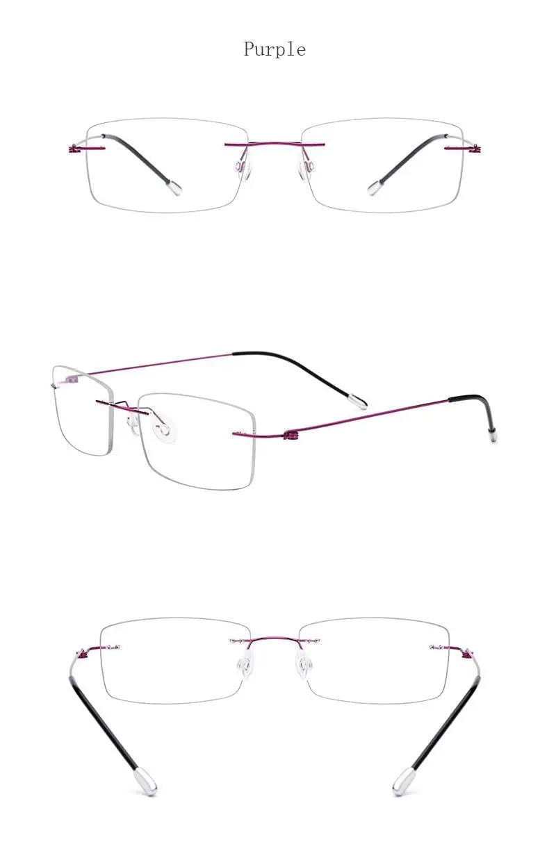 Women's Rectangular Rimless Titanium Prescription Glasses P8361 — view 18 | Rx Spectacle