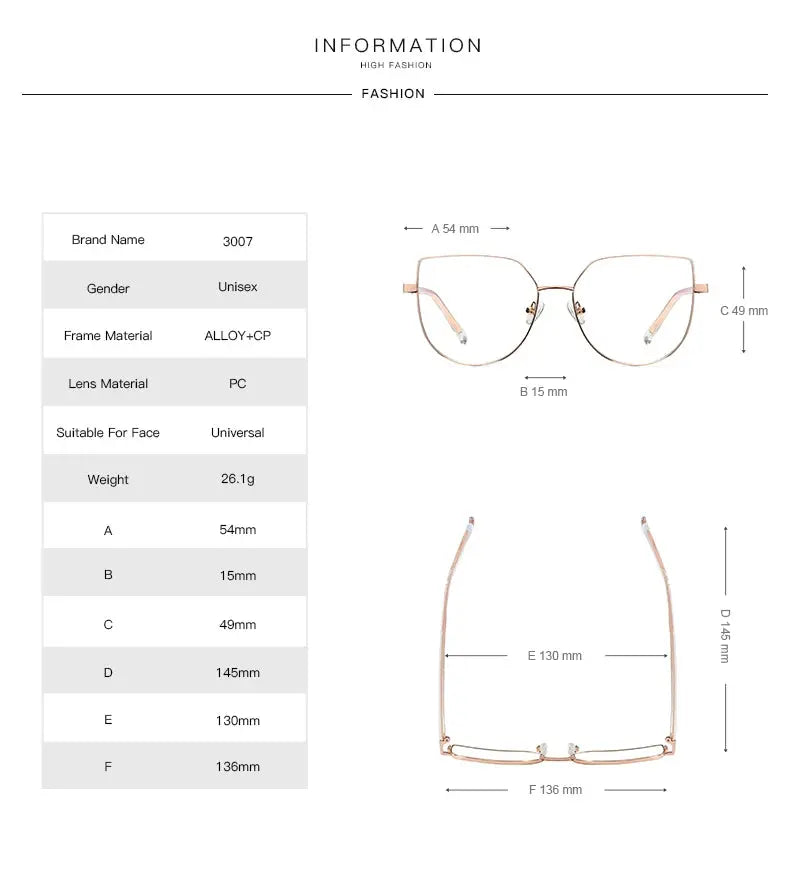 Women's Cat Eye Full Rim Alloy Prescription Glasses 300700 — view 2 | Rx Spectacle