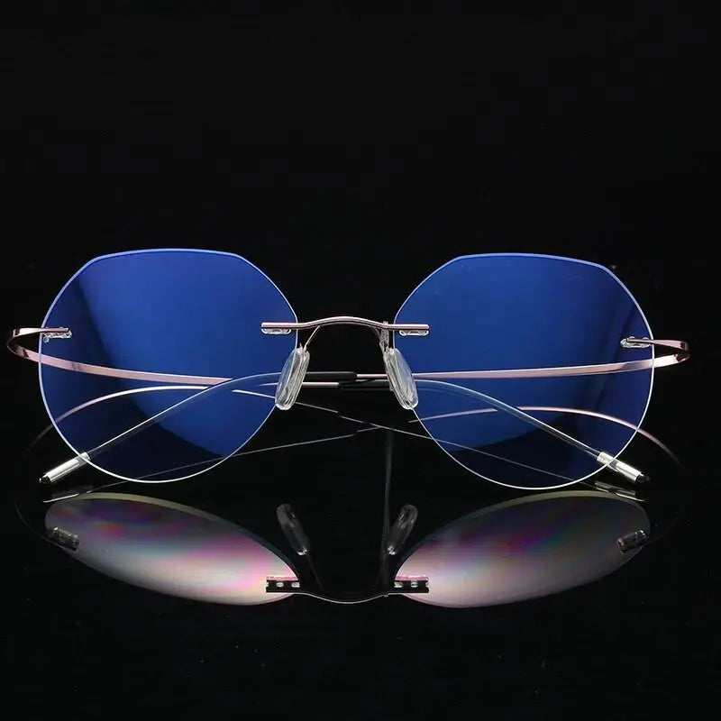 Unisex Polygon Rimless Titanium Prescription Glasses 6001-6002 — view 12 | Rx Spectacle