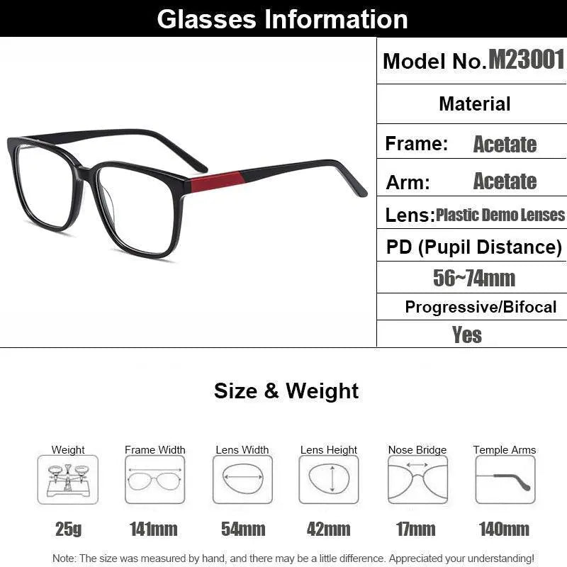 Women's Square Full Rim Acetate Prescription Glasses M23001 — view 4 | Rx Spectacle