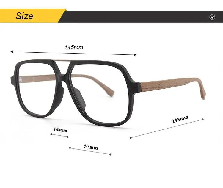 Unisex Polygon Full Rim Wood Double Bridge Prescription Glasses 6018 — view 11 | Rx Spectacle