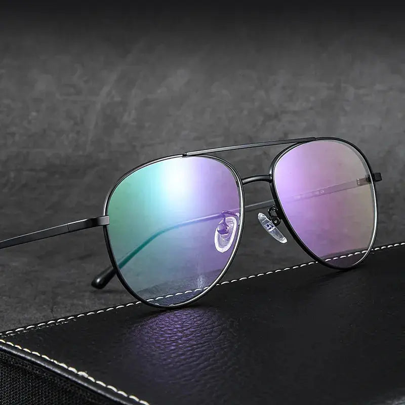 Unisex Oval Full Rim Titanium Double Bridge Prescription Glasses 2194 — view 3 | Rx Spectacle