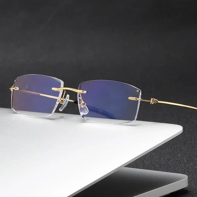 Unisex Square Rimless Titanium Reading Glasses 8581 — view 1 | Rx Spectacle
