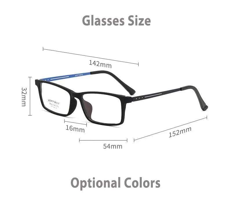 Unisex Rectangular Full Rim Titanium Prescription Glasses 9826 — view 13 | Rx Spectacle
