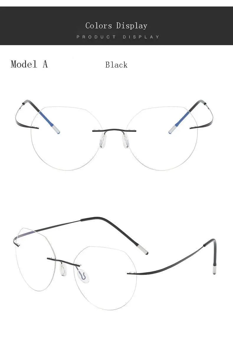 Unisex Polygon Rimless Titanium Prescription Glasses 6001-6002 — view 22 | Rx Spectacle