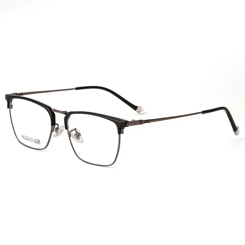 Unisex Square Full Rim Titanium Prescription Glasses 8628 — view 5 | Rx Spectacle