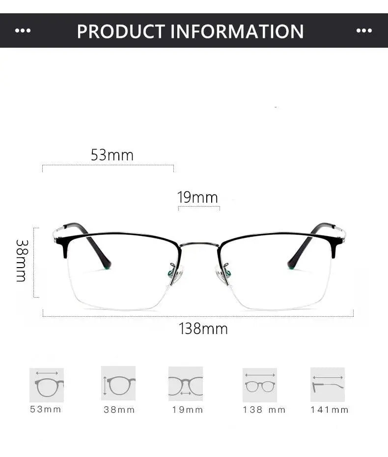 Unisex Semi-Rimless Titanium Prescription Glasses 8017JX — view 12 | Rx Spectacle