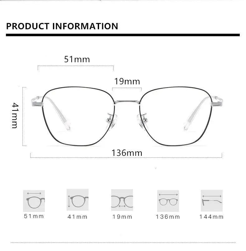 Unisex Polygon Full Rim Titanium Prescription Glasses 9026JY — view 11 | Rx Spectacle