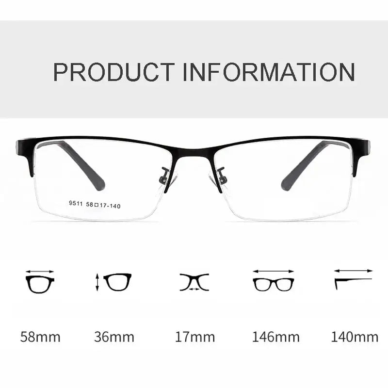 Men's Browline Semi-Rimless Alloy Prescription Glasses 951124 — view 2 | Rx Spectacle