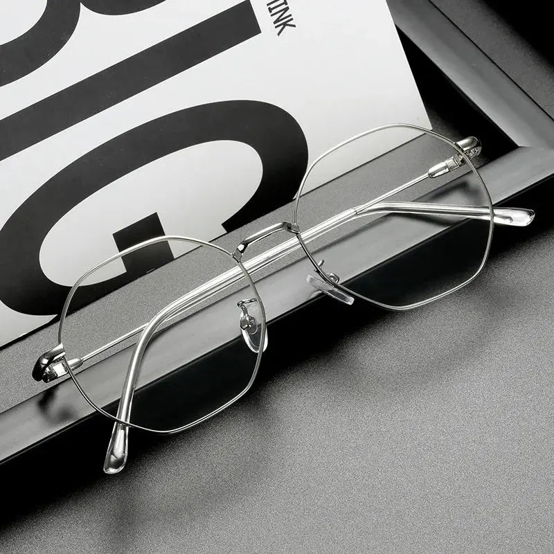 Unisex Polygon Full Rim Titanium Prescription Glasses 9039 — view 8 | Rx Spectacle
