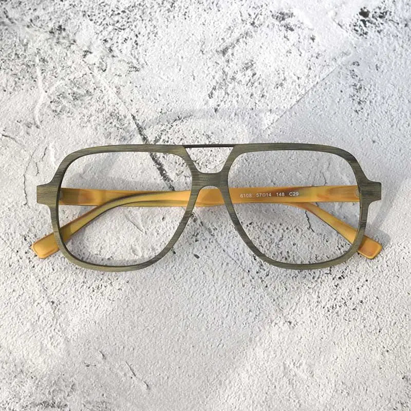 Unisex Square Full Rim Wood Oversized Prescription Glasses Ps8210 — view 9 | Rx Spectacle