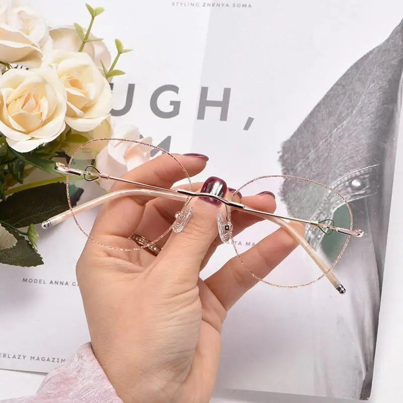 Women's Rimless Alloy Prescription Glasses H8170 — view 3 | Rx Spectacle
