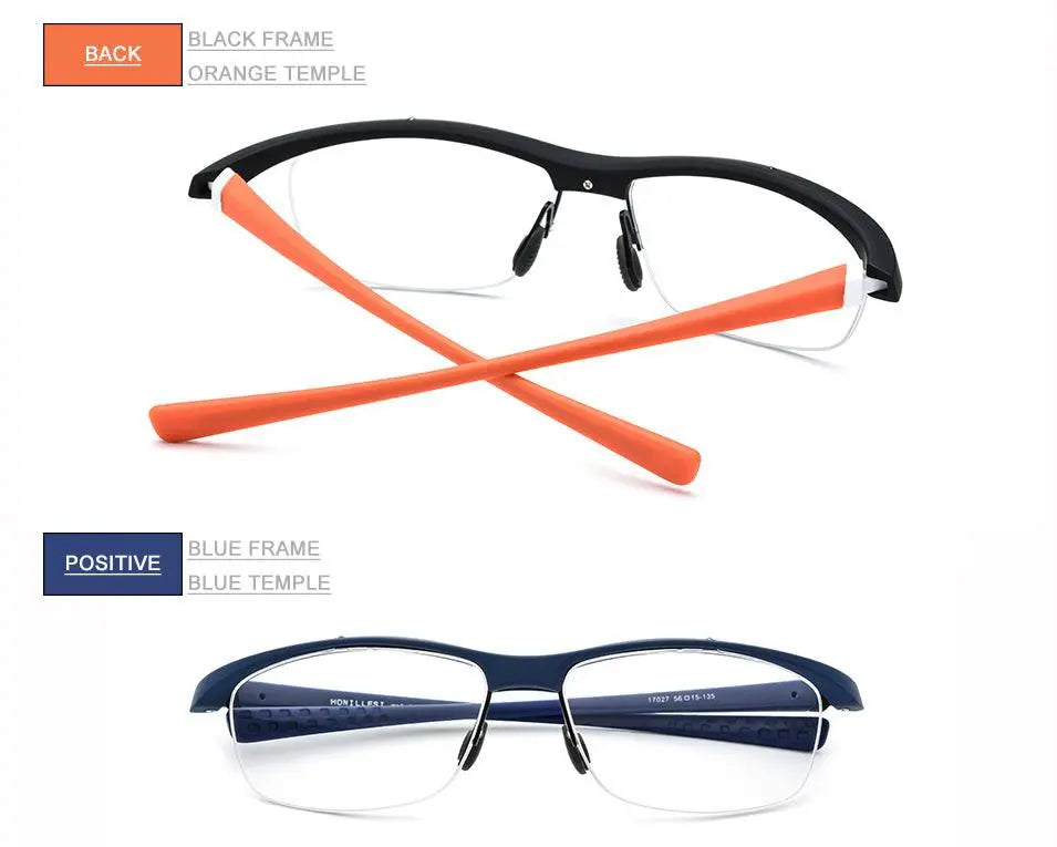 Men's Rectangular Semi-Rimless TR90 Sports Glasses 7027 — view 22 | Rx Spectacle