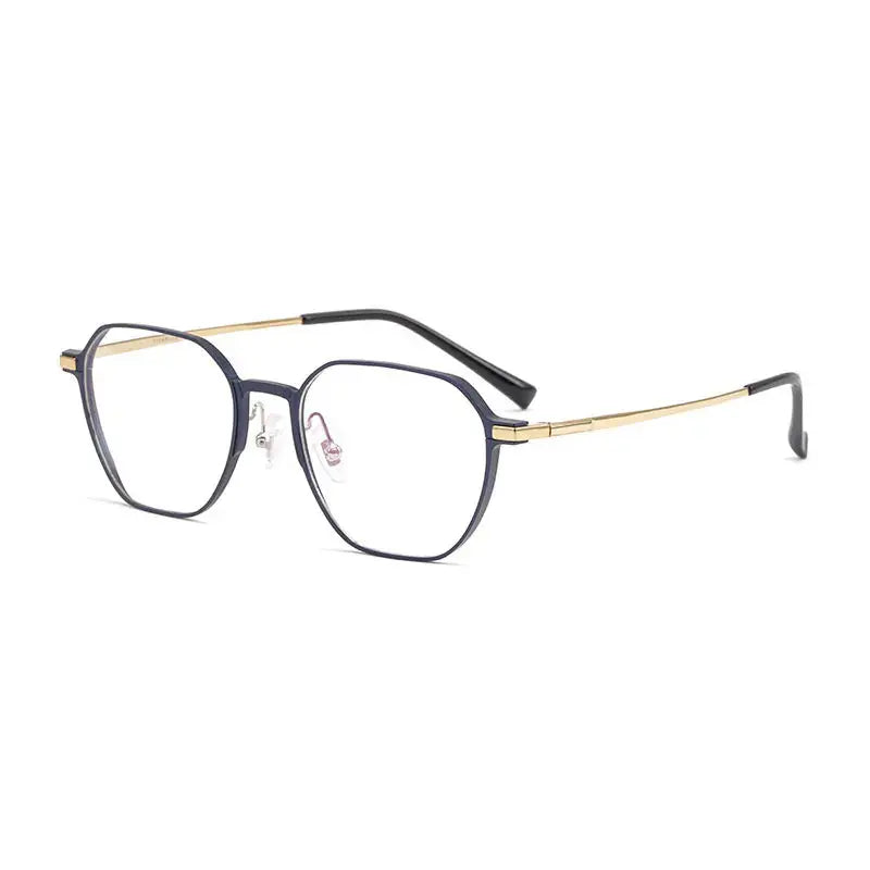 Unisex Polygon Full Rim Alloy Flat Top Prescription Glasses 965052 — view 3 | Rx Spectacle